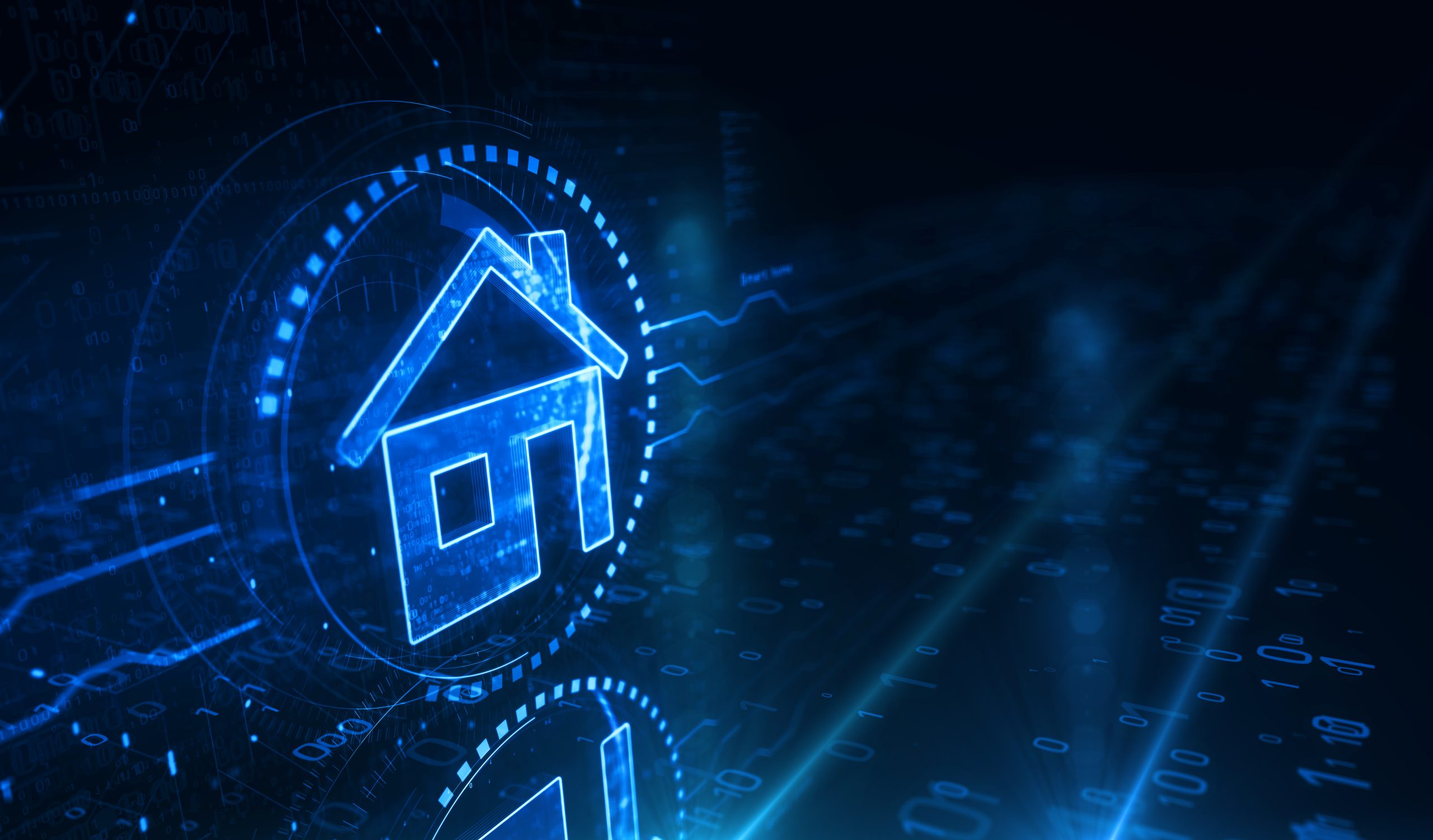Digital house in neon blue